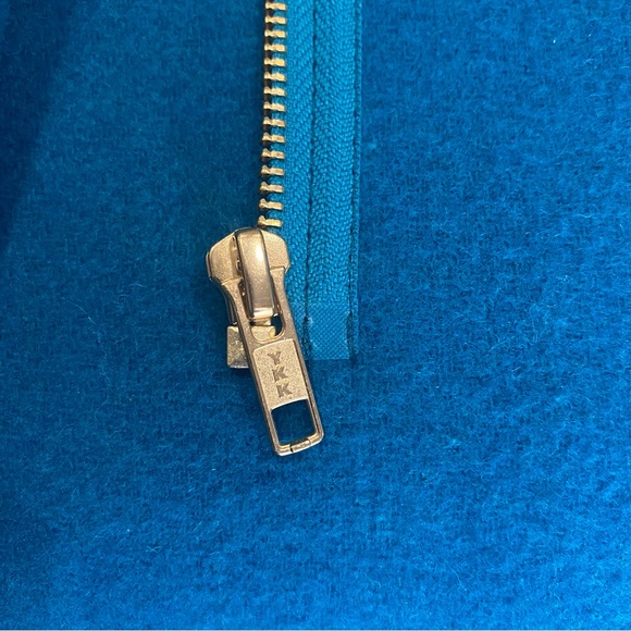 J. Crew Wool Blend City Coat size 12 Azure Blue Zip Closure Pea Coat - Picture 7 of 11